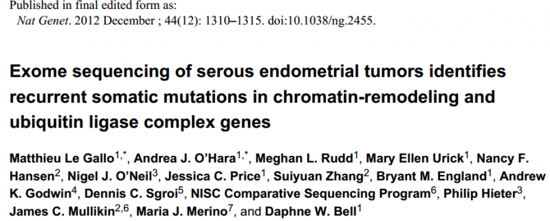  漿液性子宮內(nèi)膜腫瘤的外顯子組測(cè)序鑒定 