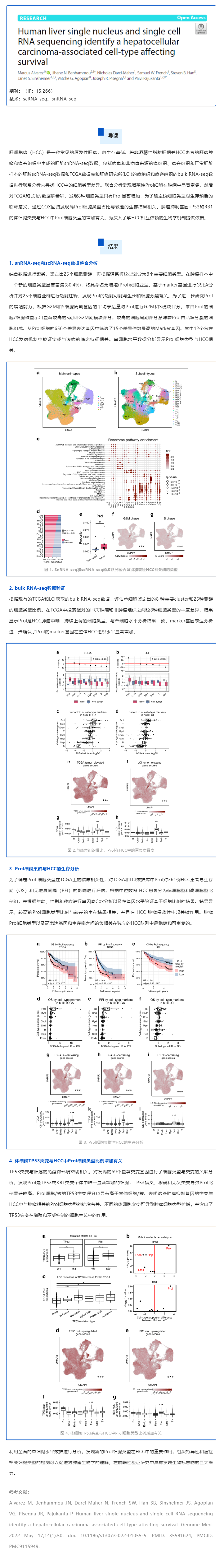文獻(xiàn)解讀_snRNA-seq 和 scRNA-seq 鑒定影響生存的肝細(xì)胞癌相關(guān)細(xì)胞類型