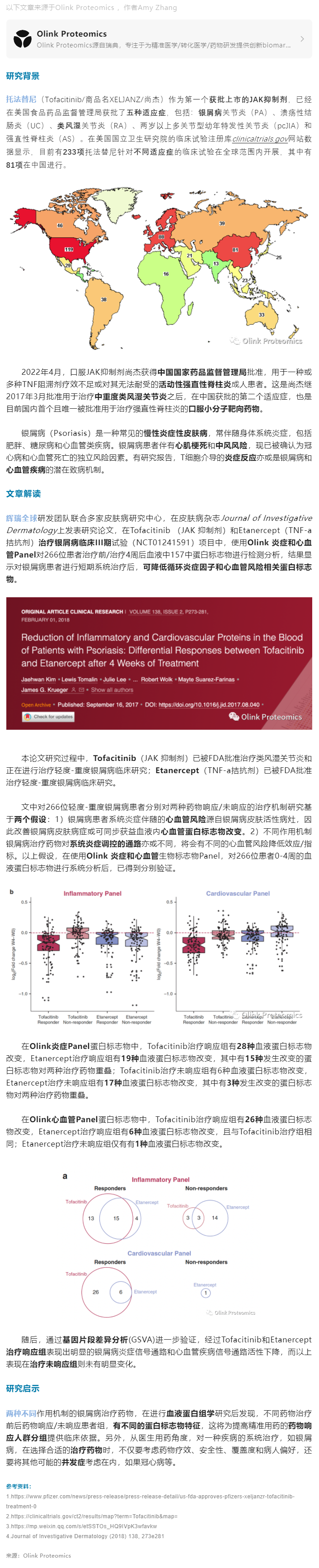 臨床 III 期案例 |Olink 蛋白組學(xué)助力輝瑞 JAK 抑制劑尚杰治療銀屑病及心血管風(fēng)險(xiǎn)評(píng)估