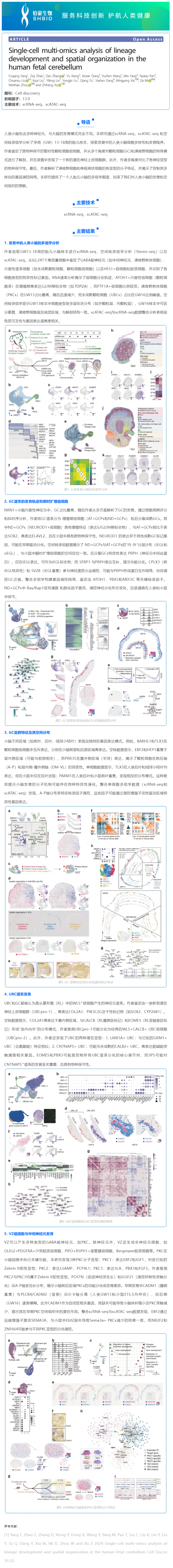 華大 DNBelab C 系列 _ 單細胞多組學(xué)解析人胎兒小腦神經(jīng)細胞發(fā)育和空間結(jié)構(gòu)