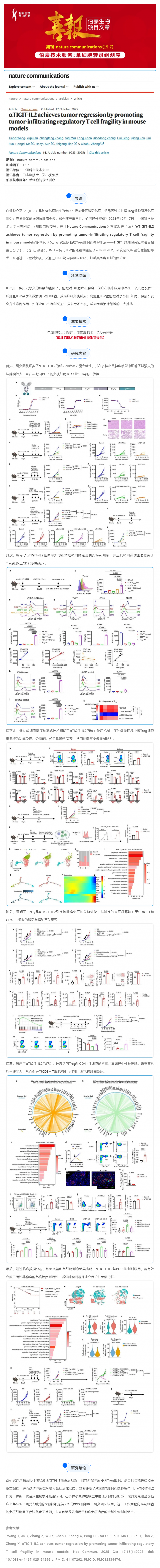 單細胞項目文章_αTIGIT-IL2 通過促進小鼠模型中腫瘤浸潤調節性 T 細胞脆性實現腫瘤消退