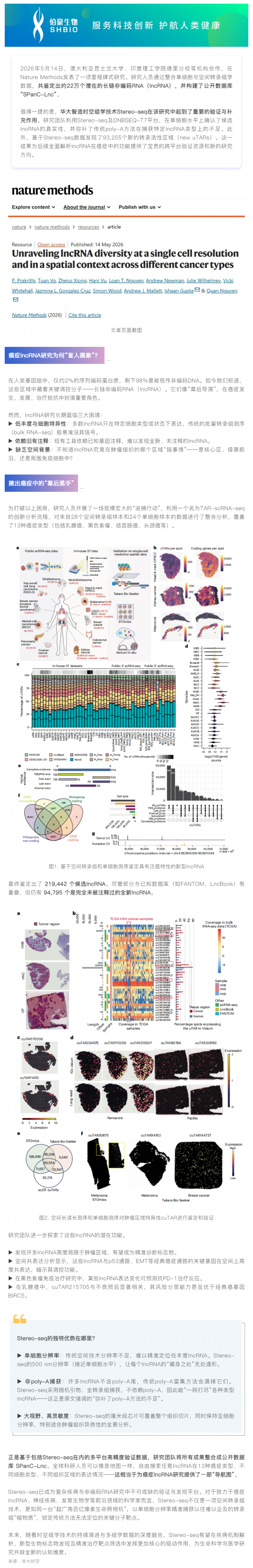 破解癌癥“暗物質”！Stereo-seq 助力繪制迄今最全癌癥 lncRNA 圖譜